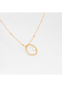 naszyjnik z perłą i kółkiem srebrny pozłacany ze sklepu ANIA KRUK w kategorii Naszyjniki - zdjęcie 165592904