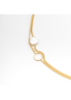 bransoletka podwójna z perłą i kółkiem, srebrna pozłacana ze sklepu ANIA KRUK w kategorii Bransoletki - zdjęcie 165593014