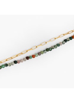 podwójna bransoletka z agatem indyjskim i łańcuchem ze sklepu ANIA KRUK w kategorii Bransoletki - zdjęcie 165593064