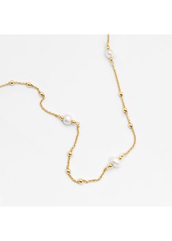 naszyjnik z kuleczkami i perłą, srebrny pozłacany ze sklepu ANIA KRUK w kategorii Naszyjniki - zdjęcie 165593094