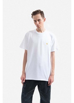 Carhartt WIP t-shirt bawełniany Chase kolor biały gładki I026391-PHOENIX/GO ze sklepu PRM w kategorii T-shirty męskie - zdjęcie 165598811