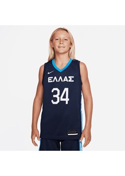 Koszulka do koszykówki dla dużych dzieci Nike Grecja (wersja wyjazdowa) - Niebieski ze sklepu Nike poland w kategorii T-shirty chłopięce - zdjęcie 165608303