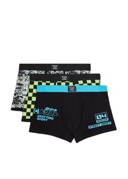 Cropp - 3 pack bokserek z motywem racingowym - zielony ze sklepu Cropp w kategorii Majtki męskie - zdjęcie 165623933