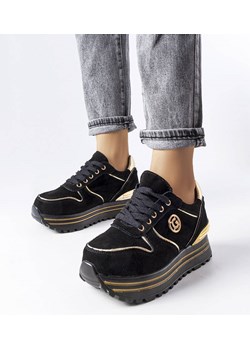 Czarno-złote sneakersy na platformie Therrien ze sklepu gemre w kategorii Buty sportowe damskie - zdjęcie 165628733