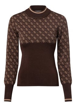 GUESS Sweter damski Kobiety wiskoza brązowy wzorzysty ze sklepu vangraaf w kategorii Swetry damskie - zdjęcie 165630964