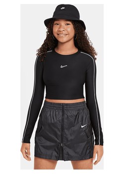 Koszulka o skróconym kroju z długim rękawem dla dużych dzieci (dziewcząt) Nike Sportswear - Czerń ze sklepu Nike poland w kategorii Bluzki dziewczęce - zdjęcie 165632762