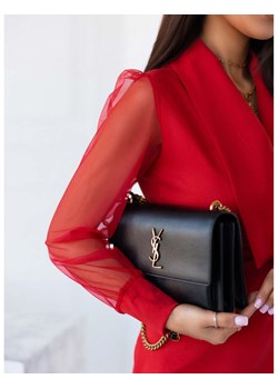 Elegancka sukienka z tiulowym rękawem - DIONA - czerwona ze sklepu magmac.pl w kategorii Sukienki - zdjęcie 165650892
