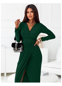 Wizytowa midi sukienka z długim rękawem ELISSA - butelkowa zieleń ze sklepu magmac.pl w kategorii Sukienki - zdjęcie 165651970