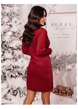 Dopasowana welurowa sukienka - AURORA - czerwona ze sklepu magmac.pl w kategorii Sukienki - zdjęcie 165652633