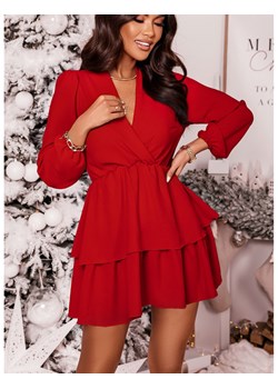 Rozkloszowana sukienka z podwójną falbaną DALIA - czerwona ze sklepu magmac.pl w kategorii Sukienki - zdjęcie 165652692