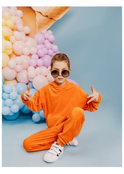 Welurowy komplet dresowy mama dziecko - FRU - orange ze sklepu magmac.pl w kategorii Dresy dziewczęce - zdjęcie 165652994