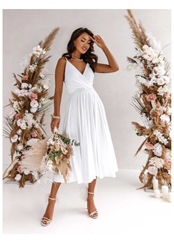 Sukienka midi na ramiączkach AGNES - biała ze sklepu magmac.pl w kategorii Sukienki - zdjęcie 165654001
