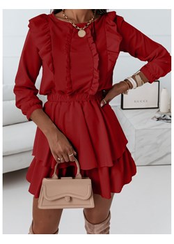 Sukienka z długim rękawem i falbanami CANDE - czerwony ze sklepu magmac.pl w kategorii Sukienki - zdjęcie 165654042