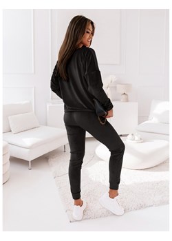 Welurowy dres z aplikacją bluza + spodnie KINAY - czarny ze sklepu magmac.pl w kategorii Dresy damskie - zdjęcie 165654130