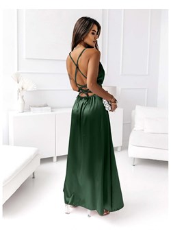Satynowa sukienka maxi CARDI - butelkowa zieleń ze sklepu magmac.pl w kategorii Sukienki - zdjęcie 165655050