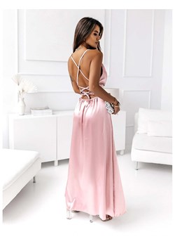 Satynowa sukienka maxi CARDI - pudrowy róż ze sklepu magmac.pl w kategorii Sukienki - zdjęcie 165655053