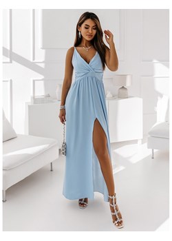 Maxi sukienka z rozcięciem - LEIA - błękitna ze sklepu magmac.pl w kategorii Sukienki - zdjęcie 165655133
