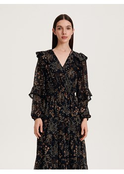 Reserved - Sukienka maxi z falbanami - czarny ze sklepu Reserved w kategorii Sukienki - zdjęcie 165667252