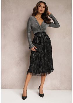 Czarna Plisowana Spódnica Midi z Frędzlami Alastrina ze sklepu Renee odzież w kategorii Spódnice - zdjęcie 165668314