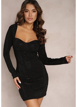 Czarna Sukienka Mini z Bawełny w Cyrkonie Podkreślająca Biust Cybelline ze sklepu Renee odzież w kategorii Sukienki - zdjęcie 165668364