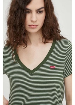 Levi&apos;s t-shirt bawełniany damski kolor zielony ze sklepu ANSWEAR.com w kategorii Bluzki damskie - zdjęcie 165670210