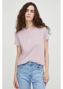 Levi&apos;s t-shirt bawełniany damski kolor różowy ze sklepu ANSWEAR.com w kategorii Bluzki damskie - zdjęcie 165670221
