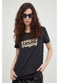 Levi&apos;s t-shirt bawełniany damski kolor czarny ze sklepu ANSWEAR.com w kategorii Bluzki damskie - zdjęcie 165670231