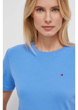 Tommy Hilfiger t-shirt bawełniany damski kolor niebieski WW0WW40587 ze sklepu ANSWEAR.com w kategorii Bluzki damskie - zdjęcie 165675110