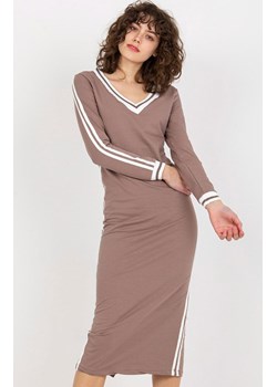 Bawełniane sukienki midi brązowa FA-SK-8297.18P, Kolor brązowy, Rozmiar L/XL, Fancy ze sklepu Primodo w kategorii Sukienki - zdjęcie 165678880