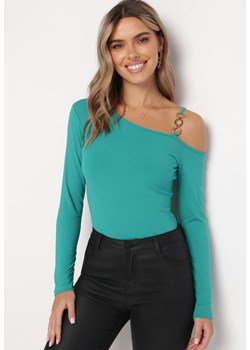 Zielona Bluzka z Odkrytym Ramieniem Trittesa ze sklepu Born2be Odzież w kategorii Bluzki damskie - zdjęcie 165683142