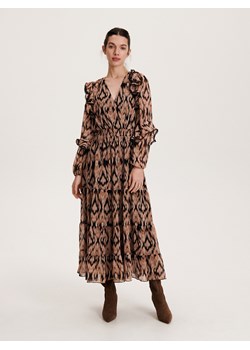 Reserved - Sukienka maxi z falbanami - ciemnozielony ze sklepu Reserved w kategorii Sukienki - zdjęcie 165684222