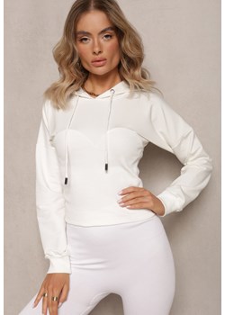 Biała Dzianinowa Bluza o Gorsetowym Fasonie z Kapturem Kindra ze sklepu Renee odzież w kategorii Bluzy damskie - zdjęcie 165684641