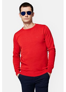 Sweter Czerwony z Bawełną Gładki Tony ze sklepu Lancerto S.A. w kategorii Swetry męskie - zdjęcie 165685791