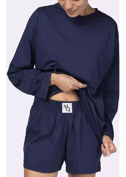 Bawełniana piżama damska z długim rękawem granatowy Joy, Kolor granatowy, Rozmiar M, Mona ze sklepu Intymna w kategorii Piżamy damskie - zdjęcie 165686541
