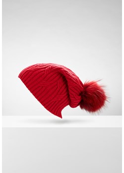 Czerwona zimowa czapka smerfetka ze splotem ze sklepu Molton w kategorii Czapki zimowe damskie - zdjęcie 165687051