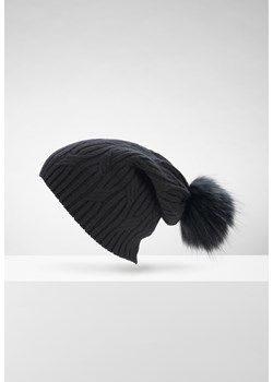 Czarna zimowa czapka smerfetka ze splotem ze sklepu Molton w kategorii Czapki zimowe damskie - zdjęcie 165687161