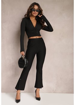 Czarne Elastyczne Spodnie Flare z Gumką w Talii Gorellia ze sklepu Renee odzież w kategorii Spodnie damskie - zdjęcie 165704400