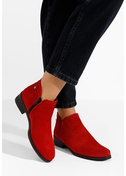 Czerwone botki damskie skórzane Rimina V5 ze sklepu Zapatos w kategorii Botki - zdjęcie 165707584