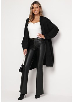 Czarne Spodnie o Fasonie Dzwonów z Imitacji Skóry Horellia ze sklepu Born2be Odzież w kategorii Spodnie damskie - zdjęcie 165708084