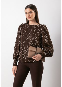 Brązowa bluzka w grochy z wiskozy ze sklepu Molton w kategorii Bluzki damskie - zdjęcie 165708783