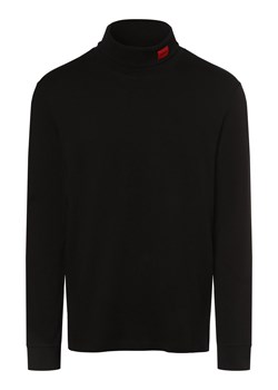 HUGO Męska koszulka z długim rękawem Mężczyźni Bawełna czarny jednolity ze sklepu vangraaf w kategorii T-shirty męskie - zdjęcie 165716834