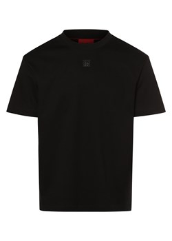 HUGO T-shirt męski Mężczyźni Bawełna czarny jednolity ze sklepu vangraaf w kategorii T-shirty męskie - zdjęcie 165716843