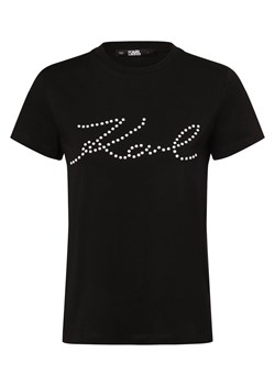 KARL LAGERFELD T-shirt damski Kobiety Bawełna czarny jednolity ze sklepu vangraaf w kategorii Bluzki damskie - zdjęcie 165716910
