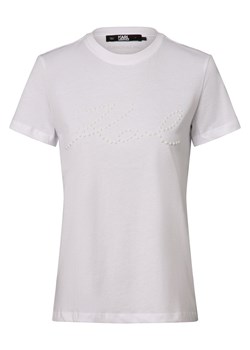 KARL LAGERFELD T-shirt damski Kobiety Bawełna biały jednolity ze sklepu vangraaf w kategorii Bluzki damskie - zdjęcie 165716911