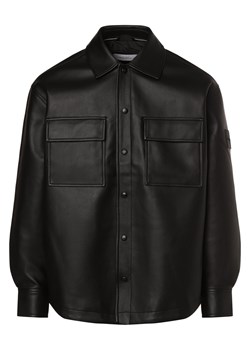 Calvin Klein Jeans Męska kurtka skórzana Mężczyźni Comfort Fit czarny jednolity ze sklepu vangraaf w kategorii Kurtki męskie - zdjęcie 165717102