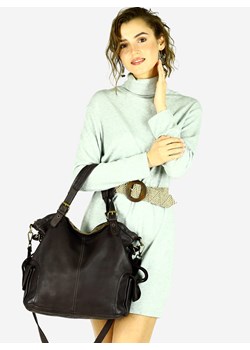 MARCO MAZZINI Miejska torba skórzana z regulowaną rączką old leather handmade czarna ze sklepu Verostilo w kategorii Torby Shopper bag - zdjęcie 165743940