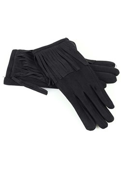 Rękawiczki damskie z fredzlami boho - MARCO MAZZINI - czarne ze sklepu Verostilo w kategorii Rękawiczki damskie - zdjęcie 165744334