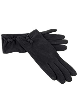 Rękawiczki damskie materiałowe, cienkie, z guzikiem - MARCO MAZZINI - czarny ze sklepu Verostilo w kategorii Rękawiczki damskie - zdjęcie 165744833