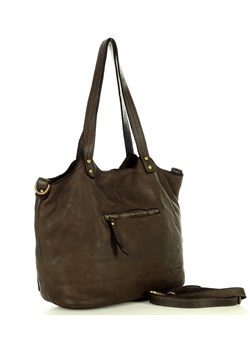 MARCO MAZZINI Oryginalna torebka na ramię shopper w stylu boho skóra naturalna ciemny brąz caffe ze sklepu Verostilo w kategorii Torby Shopper bag - zdjęcie 165745450