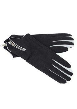 Rękawiczki damskie z zamkiem - MARCO MAZZINI - czarne ze sklepu Verostilo w kategorii Rękawiczki damskie - zdjęcie 165745982